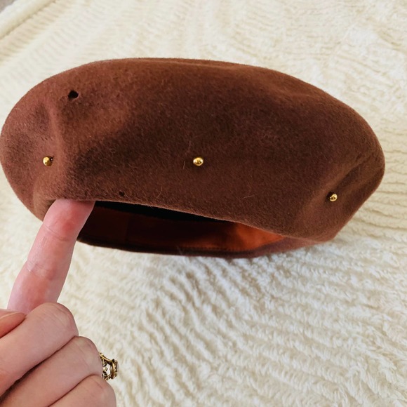 Vintage Brown Wool Beret Glenover Henry Pollak - Picture 2 of 6